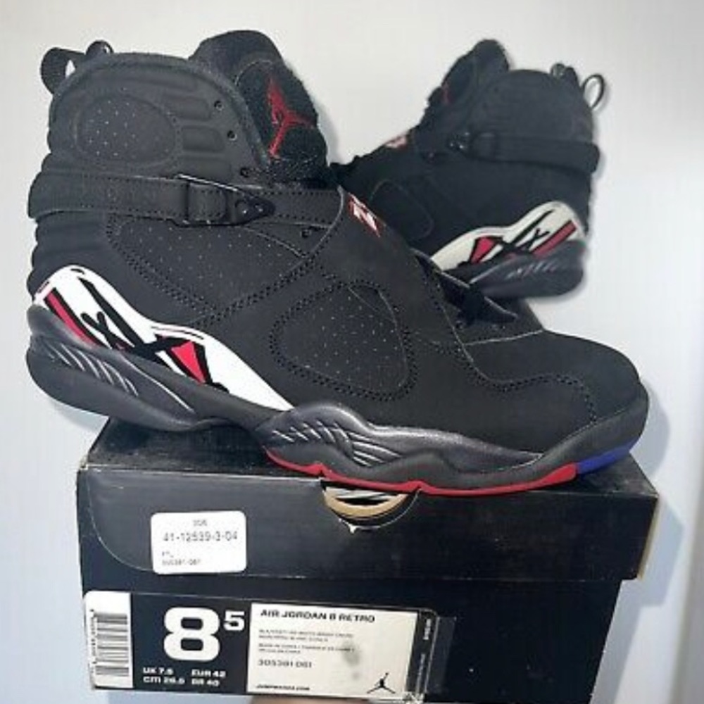 New Nike Air Jordan Retro 8 Black Red White Men's Size 8.5 Sneakers